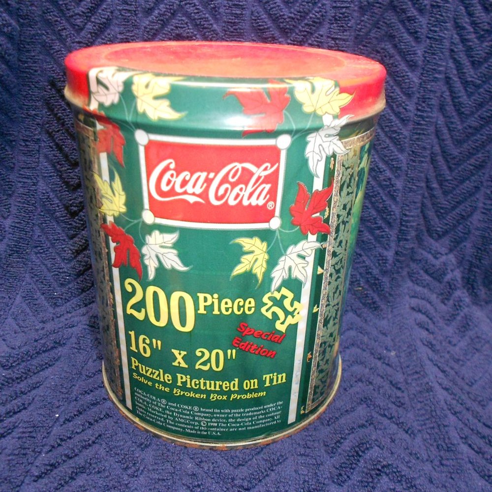 VINTAGE COCA COLA  puzzle in a tin  ad signs or boy with dog and sandwich NOS